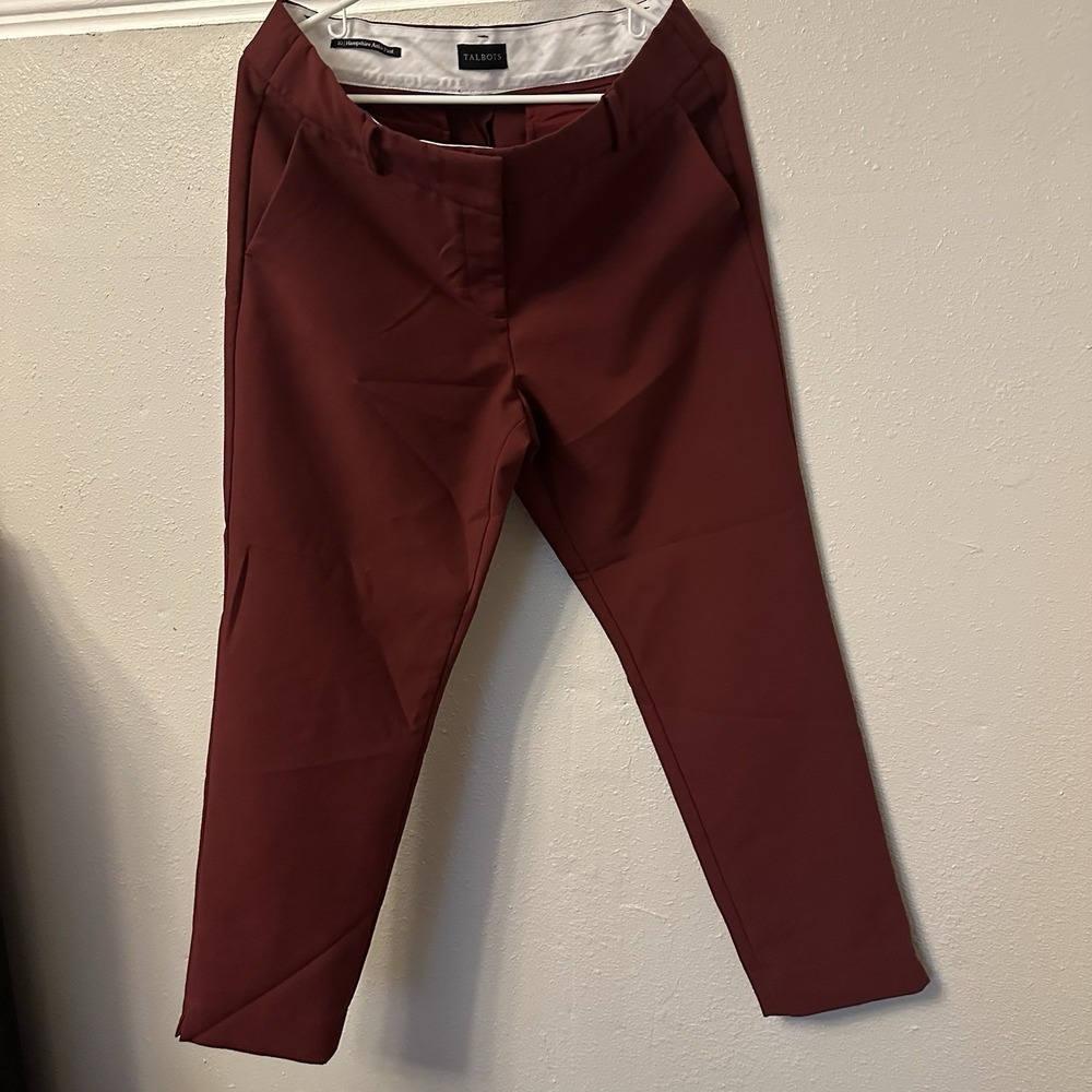 Talbots Hampshire Ankle Pant Womens 10 Maroon Burgundy